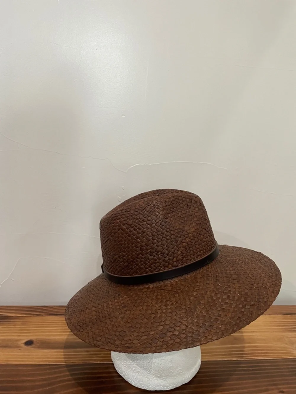 Janessa Leone Dora Raffia Straw Fedora Hat Brown